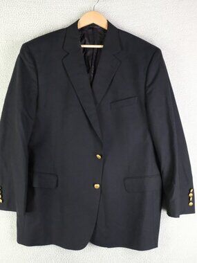 Brooks Brothers Blazer Mens 48R Black Gold Two Button Loro Piana Vented 1818